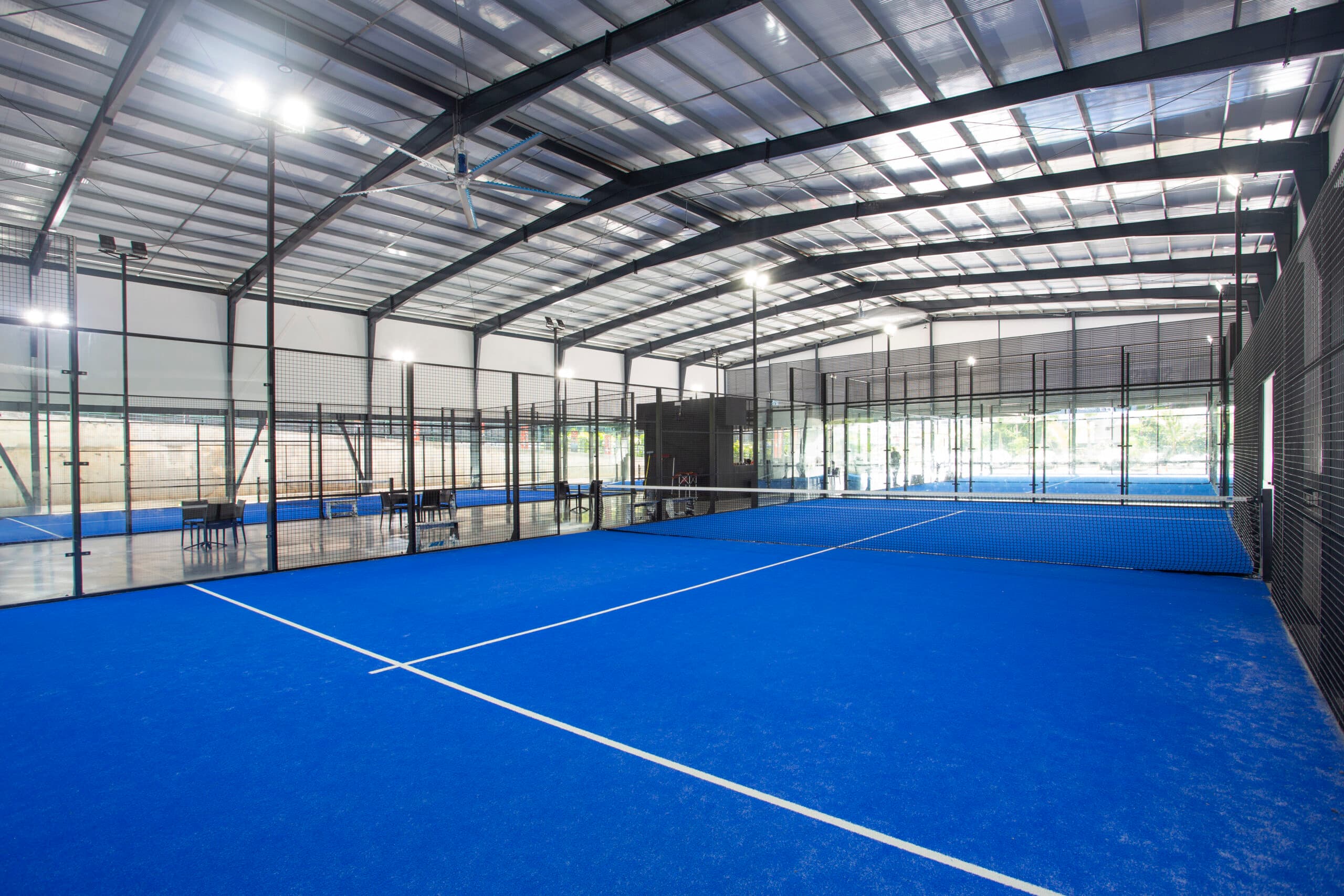Estructura metálica interior del gimnasio multideporte de Yappy Park. Foto: Grupo TAFT.